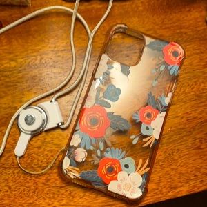 Floral clear Iphone case/ cord